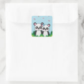 Pandas-Paar Quadratischer Aufkleber (Tasche)