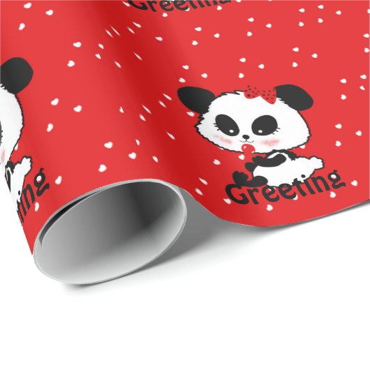 Pandas "Panda Bären" "Panda bear baby" "kawaii pan Geschenkpapier (Rolleneckpunkt)