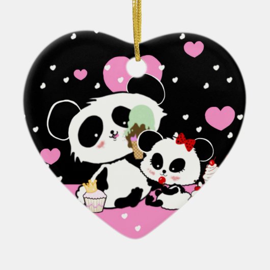 Pandas "Panda Bären" "Panda bear baby" "kawaii pan Keramikornament (Vorne)