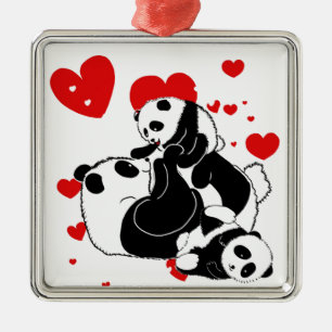 Pandas "Panda Bären" "Panda bear baby" "kawaii pan Ornament Aus Metall