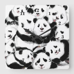 Pandas - Pandemic - Big Hugs - Drawings Collection Quadratische Wanduhr
