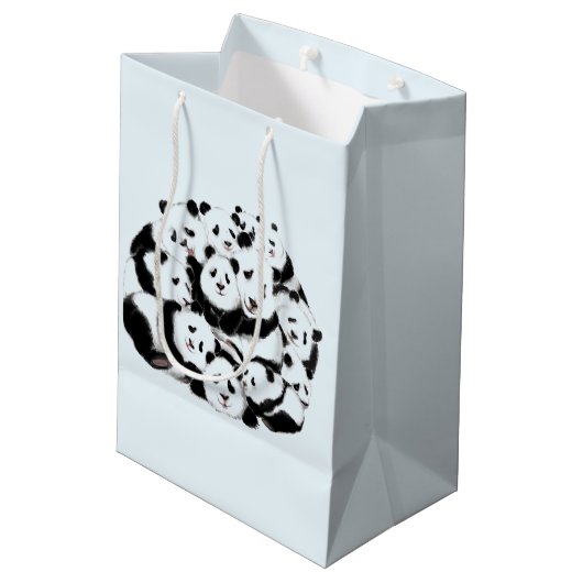 Pandas - Pandemie - Big Hugs - Zeichensammlung Mittlere Geschenktüte (Rückseite Schrägansicht)