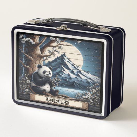 Pandas ruhiger Koch: Bambusfreude Metall Brotdose (Vorderseite)