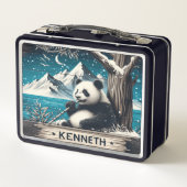 Pandas ruhiger Ort: Bambus Delight Metall Brotdose (Rückseite)