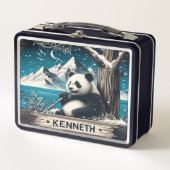 Pandas ruhiger Ort: Bambus Delight Metall Brotdose (Vorderseite)