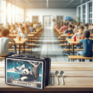 Pandas ruhiger Ort: Bambus Delight Metall Brotdose