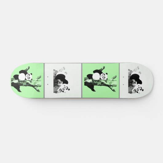 Pandas Schachbrett - grün Skateboard (Horizontal)