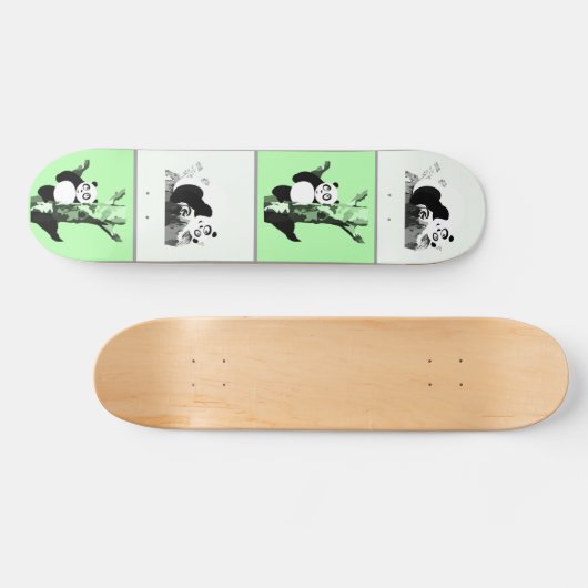 Pandas Schachbrett - grün Skateboard (Horizontal)