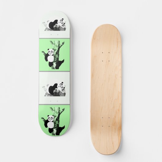 Pandas Schachbrett - grün Skateboard (Vorderseite)