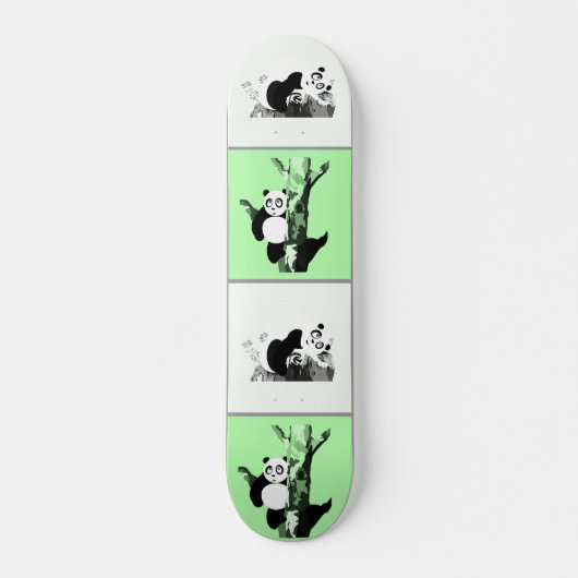 Pandas Schachbrett - grün Skateboard (Vorne)