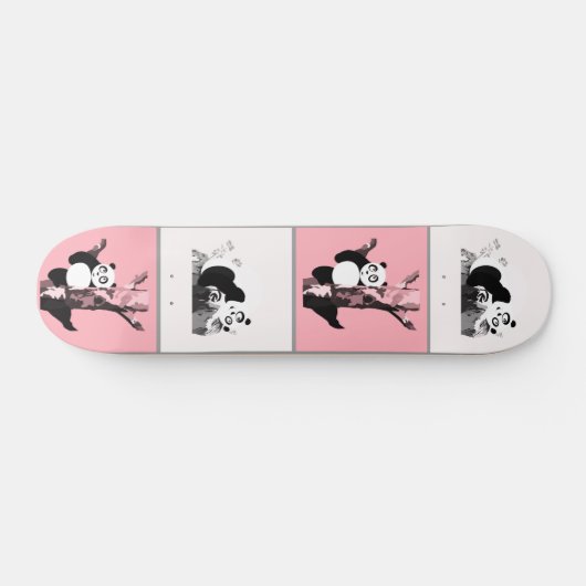 Pandas Schachbrett - Rosa Skateboard (Horizontal)