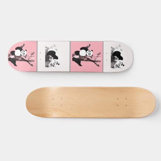 Pandas Schachbrett - Rosa Skateboard (Horizontal)