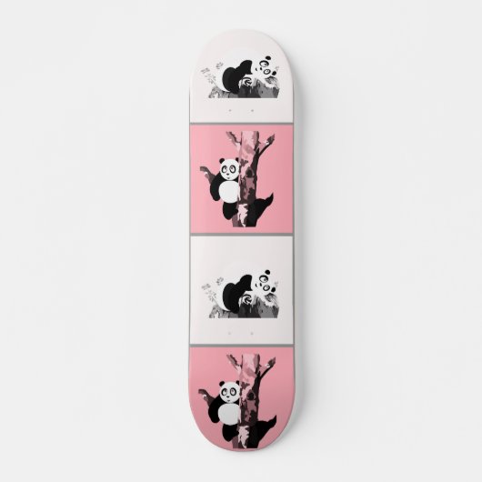 Pandas Schachbrett - Rosa Skateboard (Vorne)