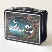 Pandas Treetop-Heiligtum: Bamboo-Gelassenheit Metall Brotdose (Vorderseite)