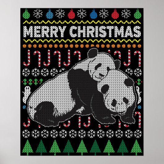 Pandas Ugly Christmas Sweater Wildlife Series Poster (Vorne)