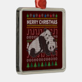 Pandas Ugly Christmas Sweater Wildlife Series Silbernes Ornament (Rechts)