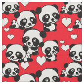 Pandas und Hearts - Valentine Fabric Stoff (Nahaufnahme)