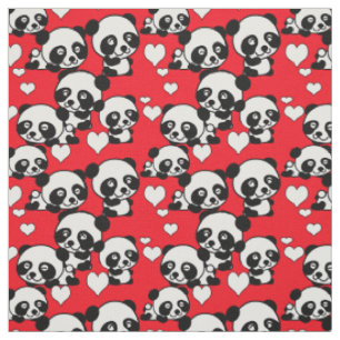 Pandas und Hearts - Valentine Fabric Stoff