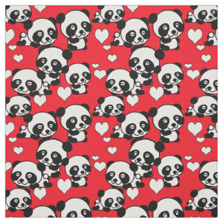 Pandas und Hearts - Valentine Fabric Stoff