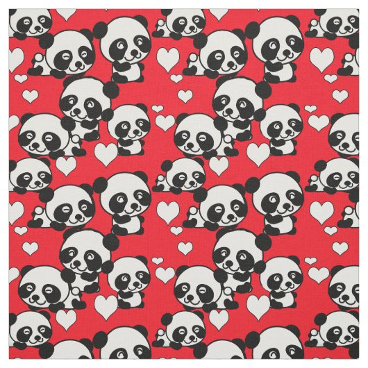 Pandas und Hearts - Valentine Fabric Stoff (Muster)