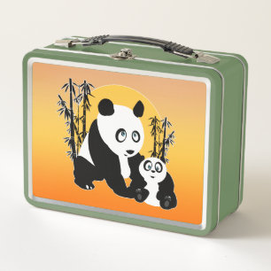 Pandas - Vater und Sohn Metall Brotdose