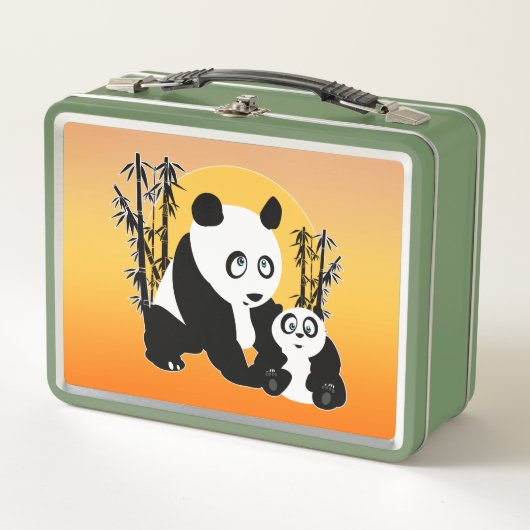 Pandas - Vater und Sohn Metall Brotdose (Vorderseite)