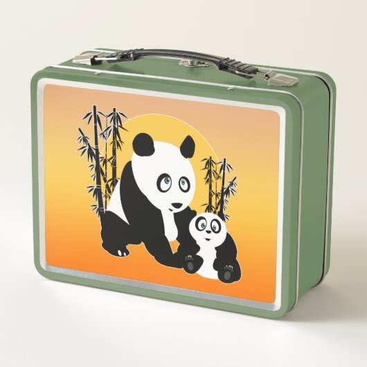 Pandas - Vater und Sohn Metall Brotdose (Rückseite)