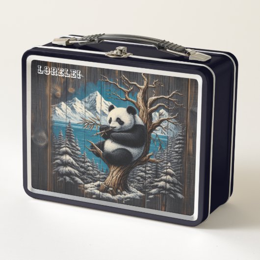 Panda's waldreiche Perch: Bambus stellt sich zurüc Metall Brotdose (Vorderseite)