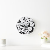Pandas Wall Clock Big Hugs - Black White Painting Runde Wanduhr (Zuhause)