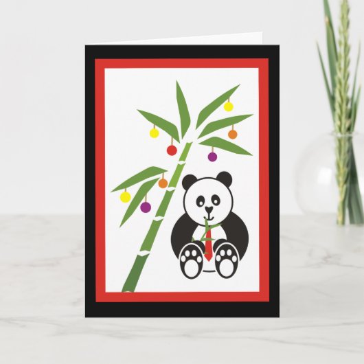 Panda's Weihnachtsessen! Feiertagskarte (Vorderseite)