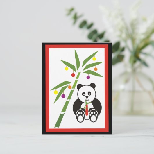 Panda's Weihnachtsessen! Feiertagspostkarte (Stehend Vorderseite)