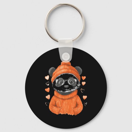 Pandas With Hearts Love Valentine's Day Women Hear Schlüsselanhänger (Vorderseite)