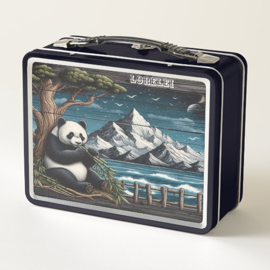 Panda's Wooded Nook: Bamboo Snack Metall Brotdose (Rückseite)