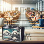 Panda's Wooded Perch: Bamboo-Dulgence Metall Brotdose