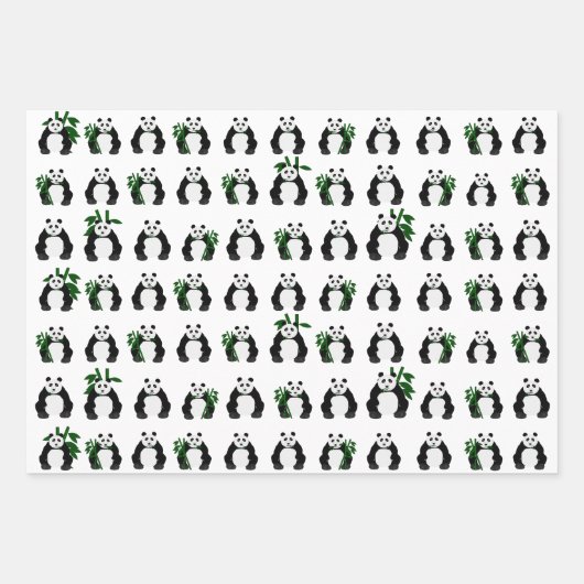 Pandas Wrapping Paper Sheets Geschenkpapier Set (Vorderseite)