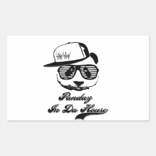 Pandaz in Da House. Ghetto Panda Rechteckiger Aufkleber