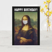 PANDEMIC BIRTHDAY CARD MONA LISA MIT MASKE KARTE (Gelbe Blume)