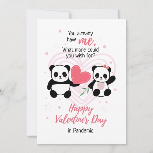 Pandemic Funny Valentine's Day Panda Feiertagskarte (Vorderseite)