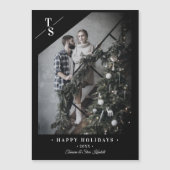 Pandemic Modern Black Happy Holidays Custom Photo Magnetkarte (Vorderseite)