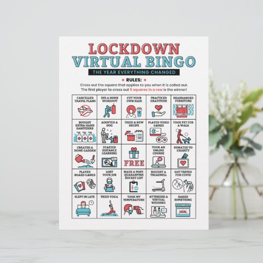Pandemic Year Quarantine Bingo Lockdown Aktivitäte (Stehend Vorderseite)