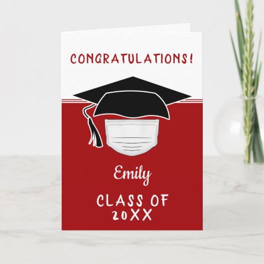 Pandemie Graduate Abschluss Hut mit Gesichtsmaske Karte (Vorderseite)