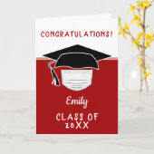 Pandemie Graduate Abschluss Hut mit Gesichtsmaske Karte (Gelbe Blume)