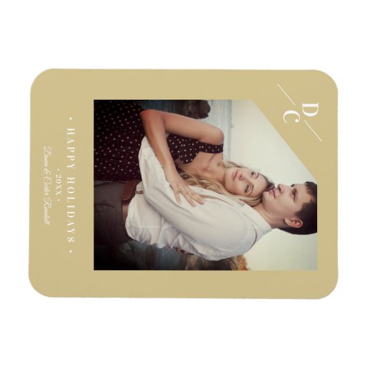 Pandemie Modernes Gold Happy Holidays Custom Foto Magnet (Horizontal)