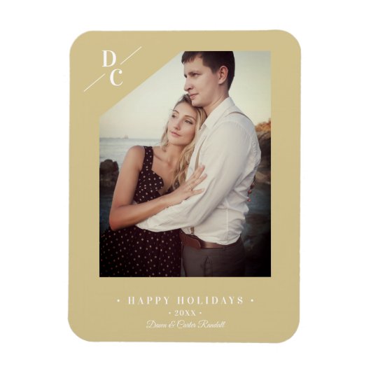 Pandemie Modernes Gold Happy Holidays Custom Foto Magnet (Vertikal)
