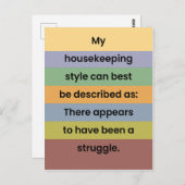 Pandemie Postkarte: Housekeeping Style Joke Postkarte (Vorne/Hinten)
