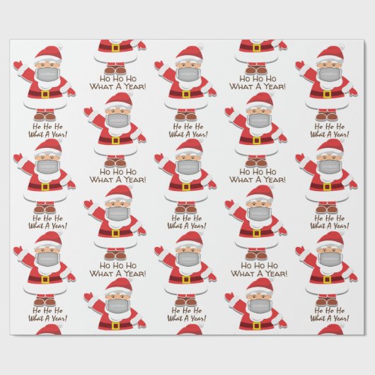 Pandemie Santa mit Personalisierung Geschenkpapier (Flach)