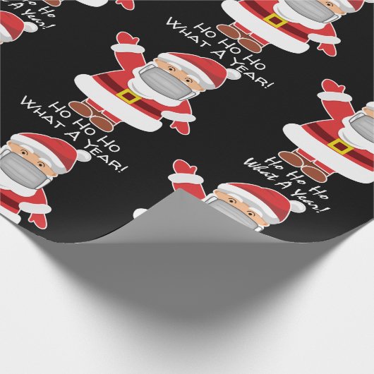 Pandemie Santa mit/Personalisierung Schwarz Geschenkpapier (Ecke)