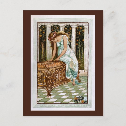 Pandora will die Box öffnen Postkarte (Vorderseite)