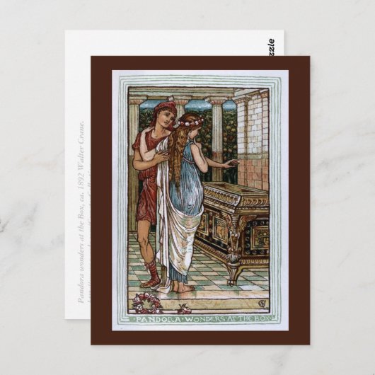 Pandora wundert sich an der Box Postkarte (Vorne/Hinten)