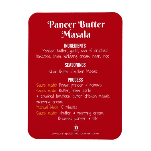 Paneer Butter Masala Rezept Magnet für sofortigen  (Vertikal)